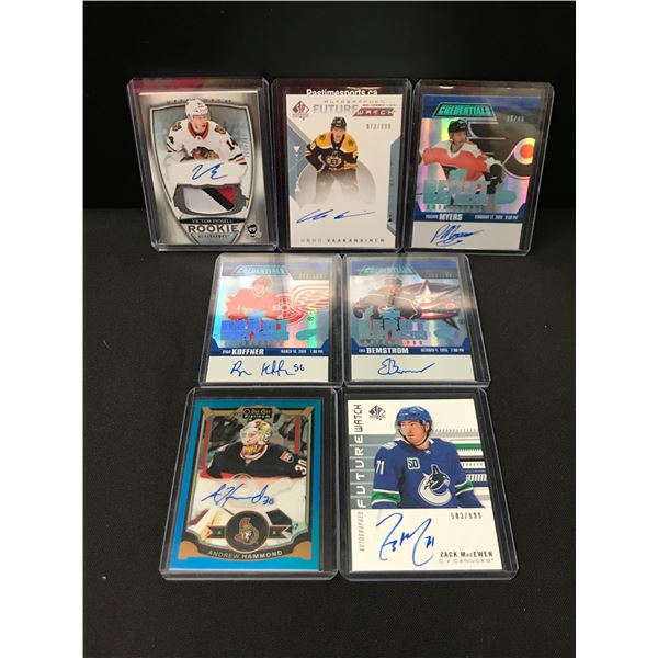 LOT OF 7 SIGNED NHL ROOKIE TRADING CARDS