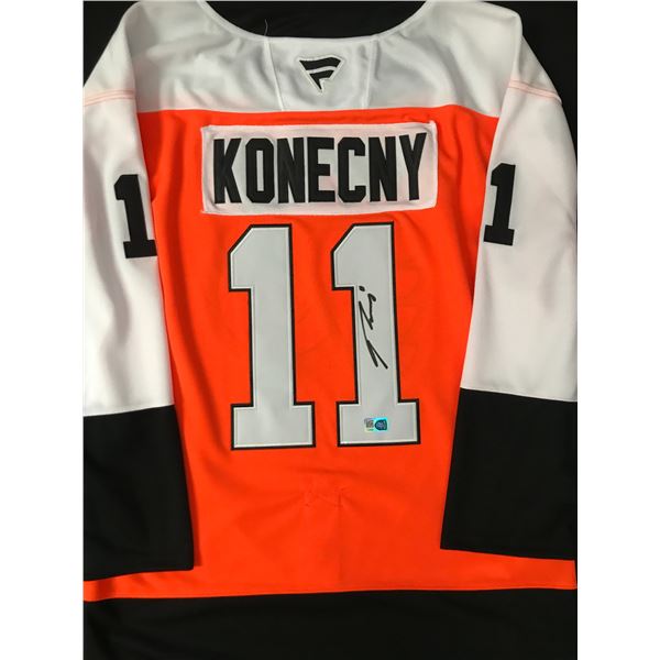 TRAVIS KONECNY SIGNED PHILADELPHIA FLYERS CUSTOM JERSEY - ELITE COA