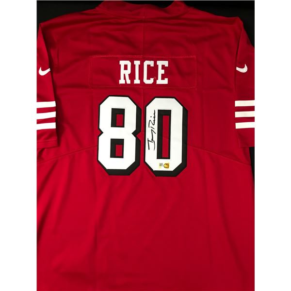 JERRY RICE SIGNED CUSTOM FOOTBALL JERSEY - ELITE COA