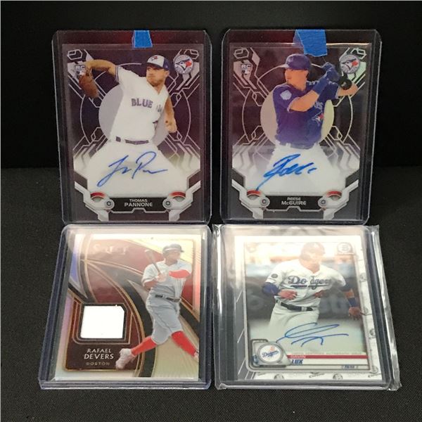 LOT OF 4 SIGNED OR PATCH BASEBALL TRADING CARDS