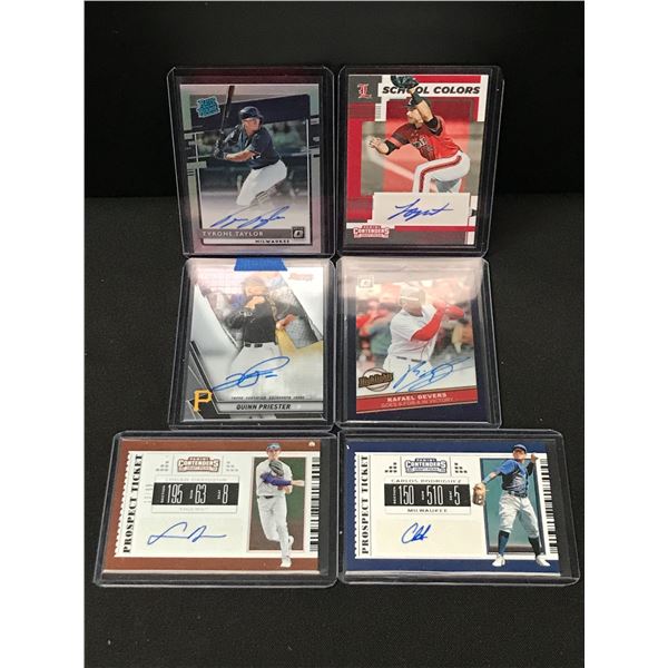 LOT OF 6 SIGNED BASEBALL TRADING CARDS