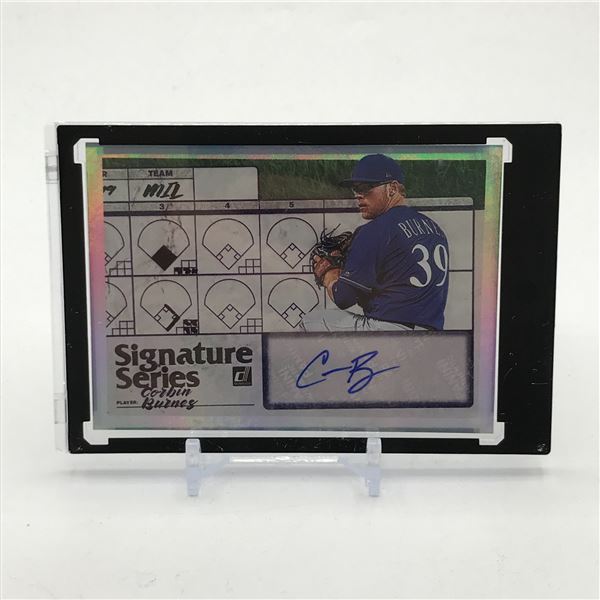 2019 PANINI DONRUSS BASEBALL CORBIN BURNES SIGNED TRADING CARD