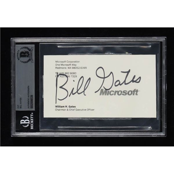 BILL GATES SIGNED MICROSOFT BUSINESS CARD - BECKETT ENCAPSULATED