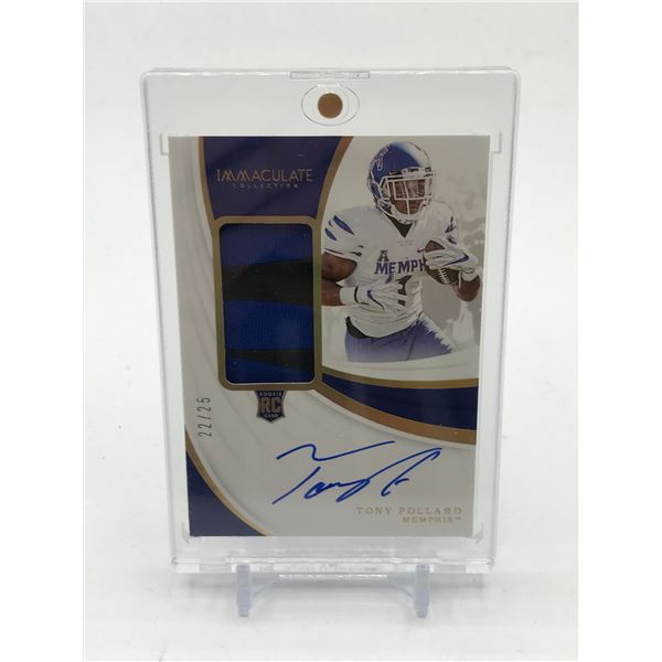 2019 PANINI IMMACULATE COLLECTION COLLEGIATE TONY POLLARD SIGNED PATCH ROOKIE TRADING CARD 22/25