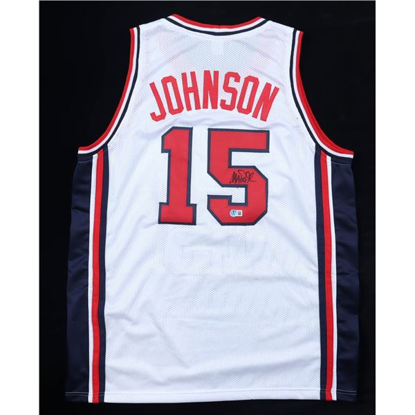 MAGIC JOHNSON SIGNED TEAM USA BASKETBALL JERSEY - BECKETT COA