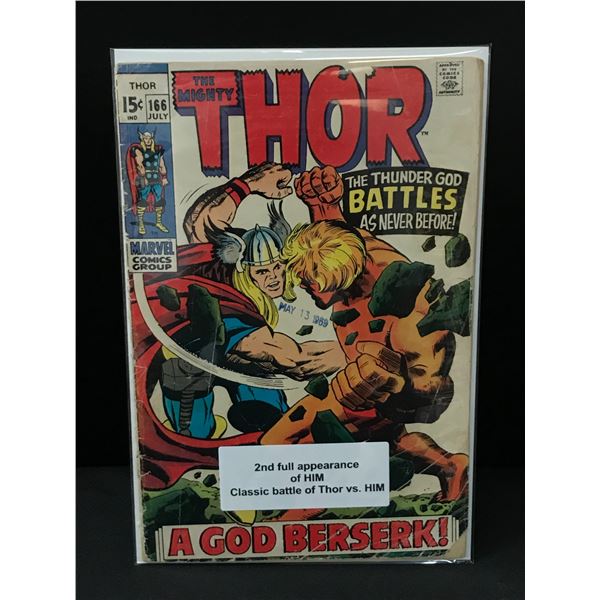 THE MIGHTY THOR #166 2ND APP OF HIM - MARVEL COMICS