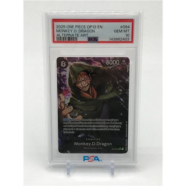 2025 ONE PIECE OP12 EN MONKEY D DRAGON ALTERNATE ART TRADING CARD - PSA GRADE 10