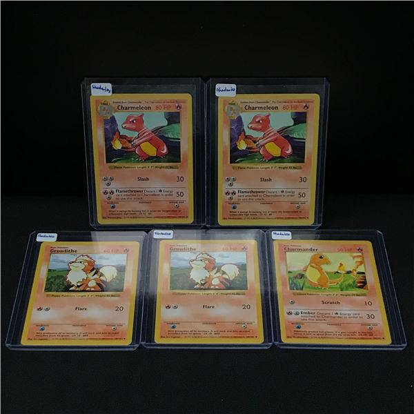 LOT OF 5 POKEMON TCG SHADOWLESS TRADING CARDS