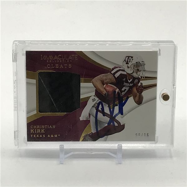 2018 PANINI IMMACULATE COLLECTION COLLEGIATE CHRISTIAN KIRK SIGNED PATCH TRADING CARD 9/16