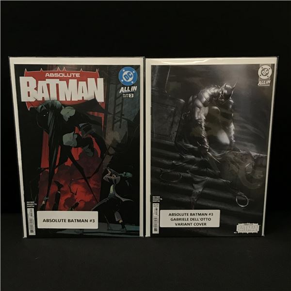 LOT OF 2 ABSOLUTE BATMAN #3 COMICS INLUDING VARIANT COVER - DC COMICS