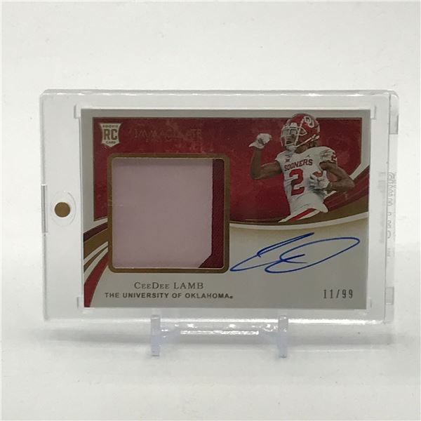 2020 PANINI IMMACULATE COLLECTION CEEDEE LAMB SIGNED PATCH ROOKIE TRADING CARD 11/99