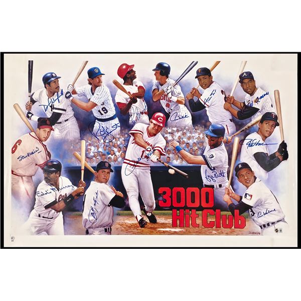 3000 HIT CLUB LITHIOGRAPH SIGNED BY 13 - BECKETT LOA
