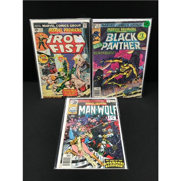 LOT OF 3 MARVEL PREMIERE COMICS - MARVEL COMICS
