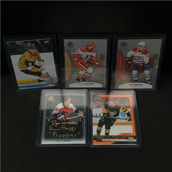 LOT OF 5 HOCKEY TRADING CARDS INCLUDING 1 SIGNED
