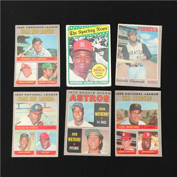 LOT OF 6 1969/70 BASEBALL TRADING CARDS SEMI STARS