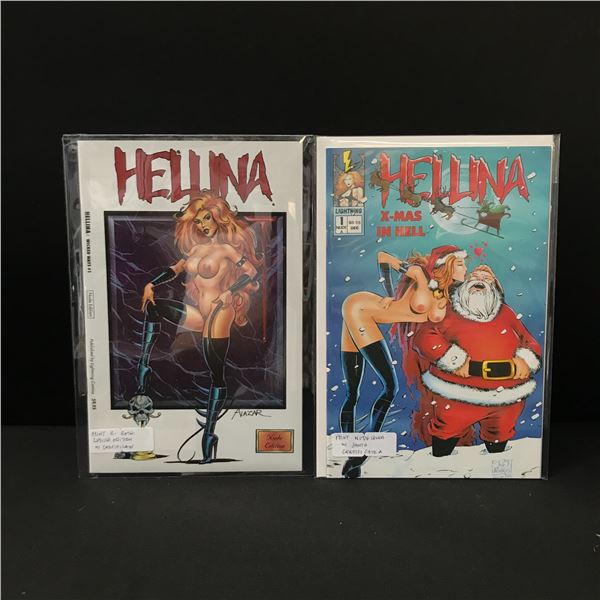 LOT OF 2 HELLINA HELL'S ANGEL NUDE COVER WITH CERTIFICATES - LIGHTENING COMICS