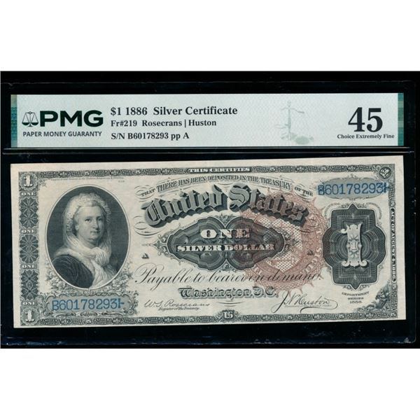 1886 $1 Martha Washington Silver Certificate PMG 45