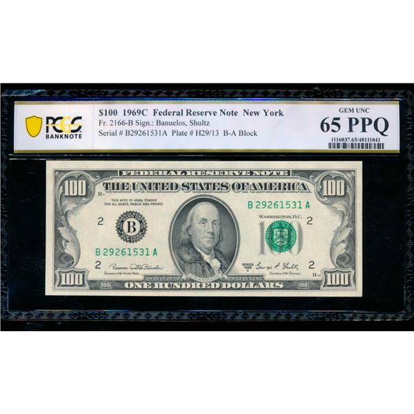 1969C $100 New York FRN PCGS 65PPQ