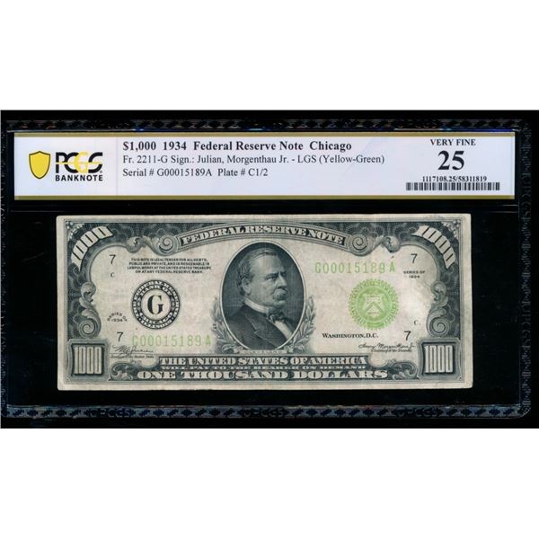1934 $1000 Chicago FRN PCGS 25