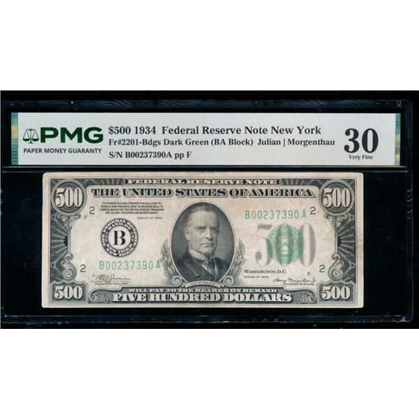 1934 $500 New York FRN PMG 30