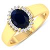 Image 1 : 14KT Yellow Gold 1.3ct Blue Sapphire and Diamond Ring