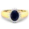 Image 2 : 14KT Yellow Gold 1.3ct Blue Sapphire and Diamond Ring