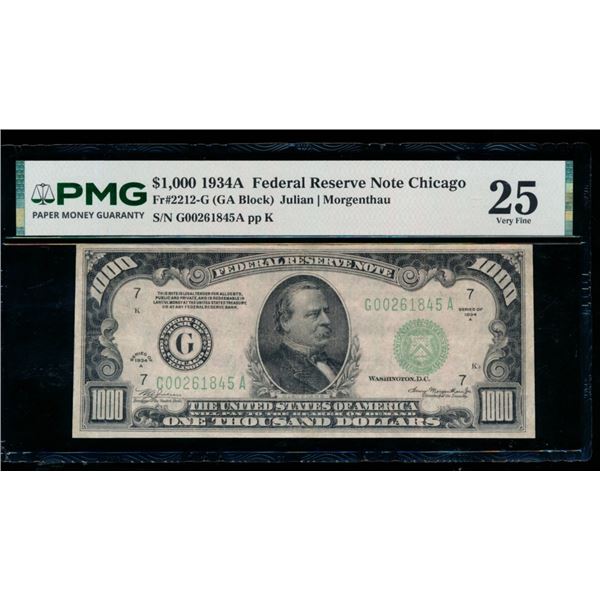 1934A $1000 Chicago FRN PMG 25