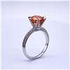 Image 3 : Plated 14KT White Gold 3 Ct VVs1 Bright Orange Moissanite Ring