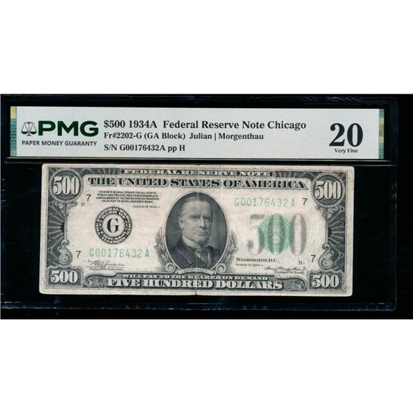 1934A $500 Chicago FRN PMG 20