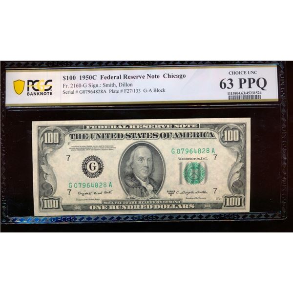 1950C $100 Chicago FRN PCGS 63PPQ