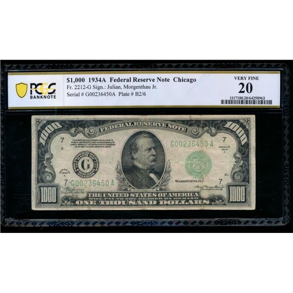 1934A $1000 Chicago FRN PCGS 20
