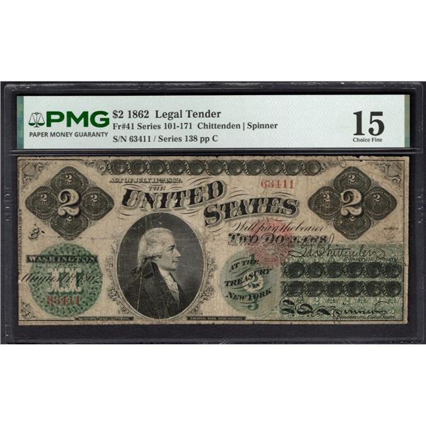 1862 $2 Legal Tender Note PMG 15