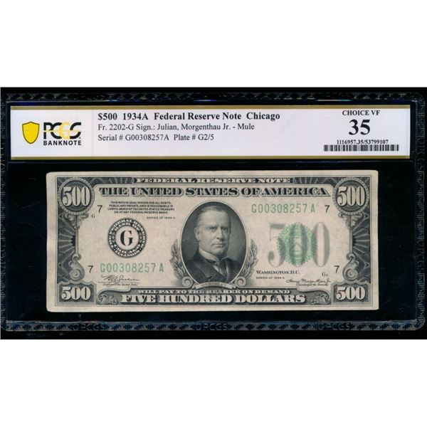 1934A $500 Chicago FRN PCGS 35
