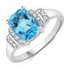 Image 1 : Plated Rhodium 2.65ct Swiss Blue Topaz and Lab Diamond Ring