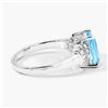 Image 3 : Plated Rhodium 2.65ct Swiss Blue Topaz and Lab Diamond Ring