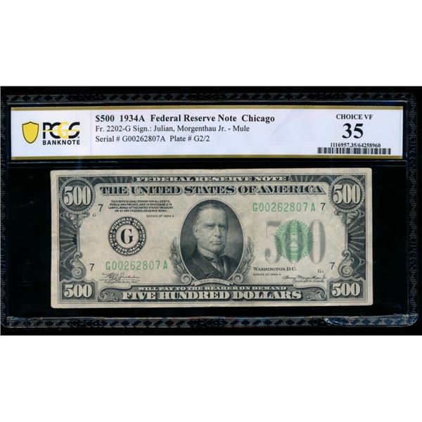 1934A $500 Chicago FRN PCGS 35