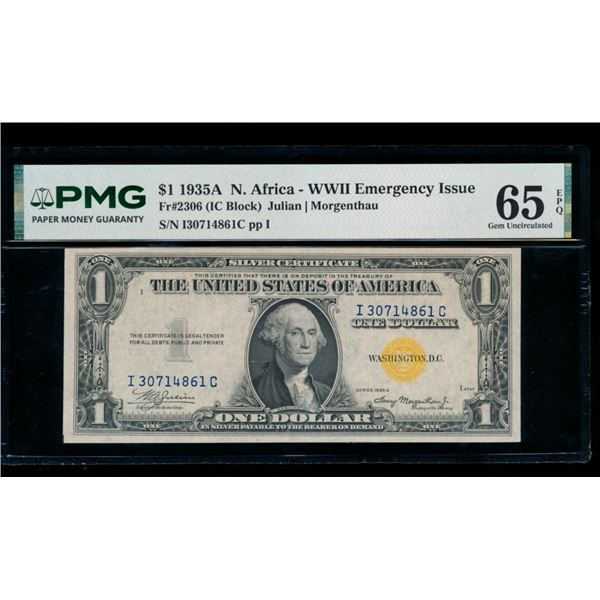 1935A $1 N Africa Silver Certificate PMG 65EPQ
