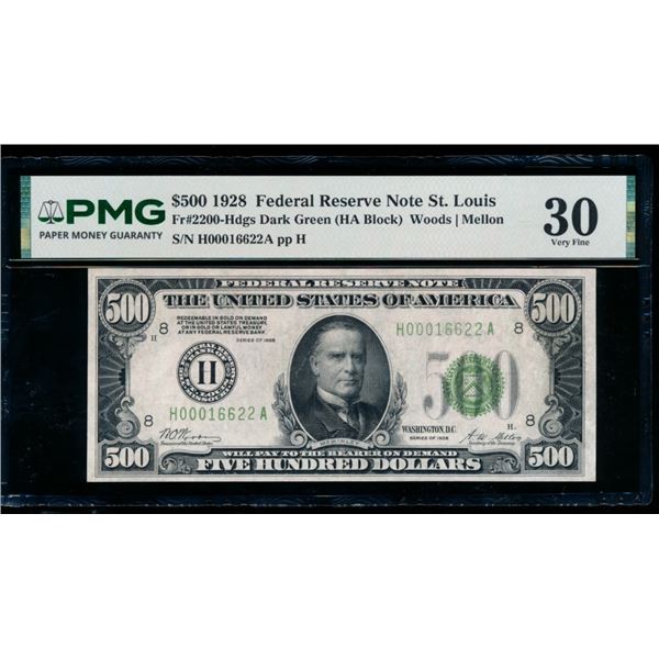 1928 $500 St Louis FRN PMG 30