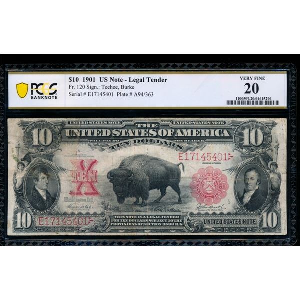 1901 $10 Bison Legal Tender Note PCGS 20