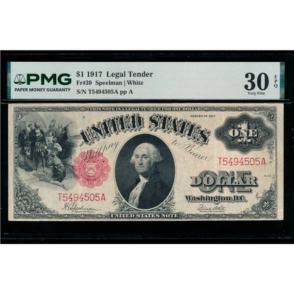 1917 $1 Legal Tender Note PCGS 30EPQ