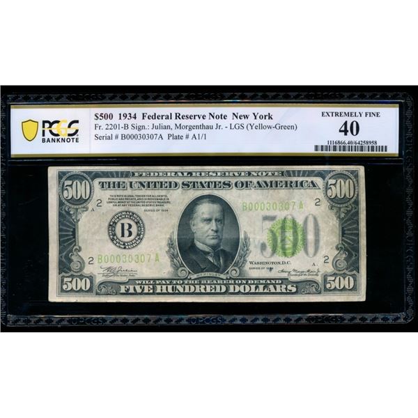 1934 $500 New York FRN PCGS 40