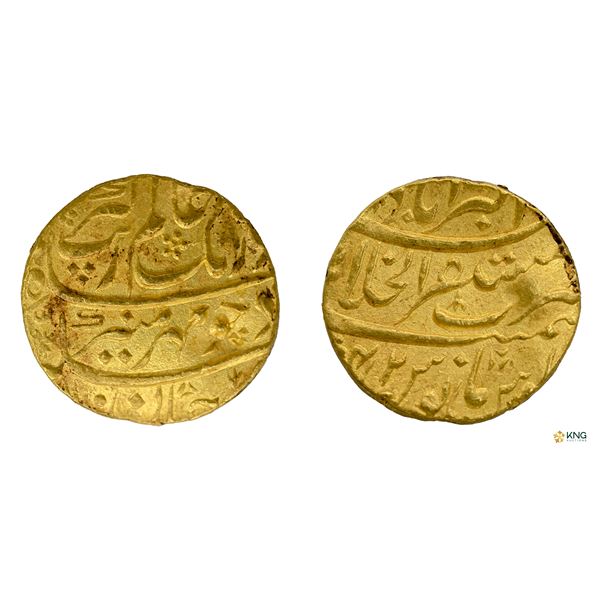 Aurangzeb, Gold Mohur, RY 42, Mustaqir al-Khilafat Akbarabad Mint.