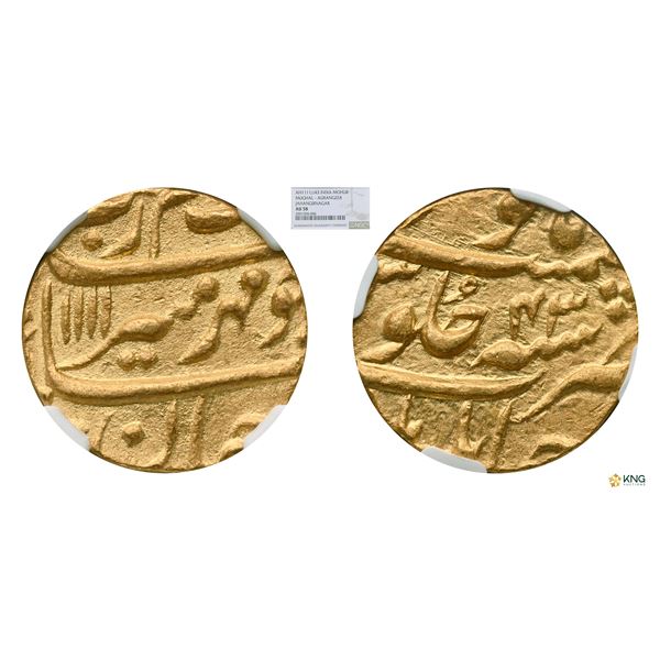 Aurangzeb, Gold Mohur,Â Jahangirnagar Mint,Â AH 1111,Â RY 43