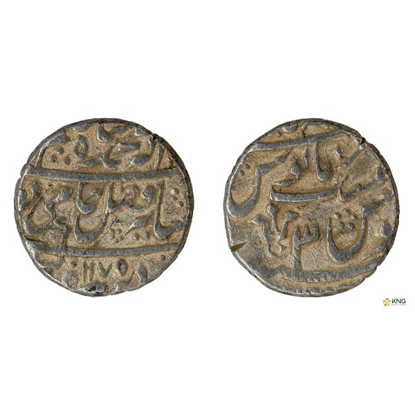Nawabs of Bengal, Mir Qasim, Silver Rupee, AH 1175 / RY 3, Azimabad (Patna) Mint.