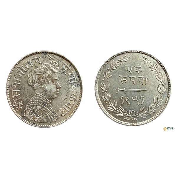 Baroda State, Sayaji Rao III, Silver Rupee, VS 1951.