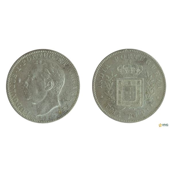 Portuguese India, D. LuÃ­s I, silver 1 rupia, Goa, 1881. KM# 312.