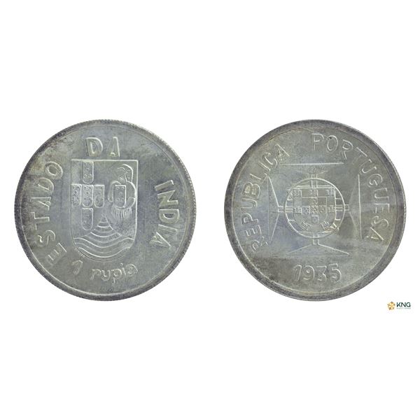 Portuguese India, Portuguese Administration, silver Rupia, Goa mint, 1935.