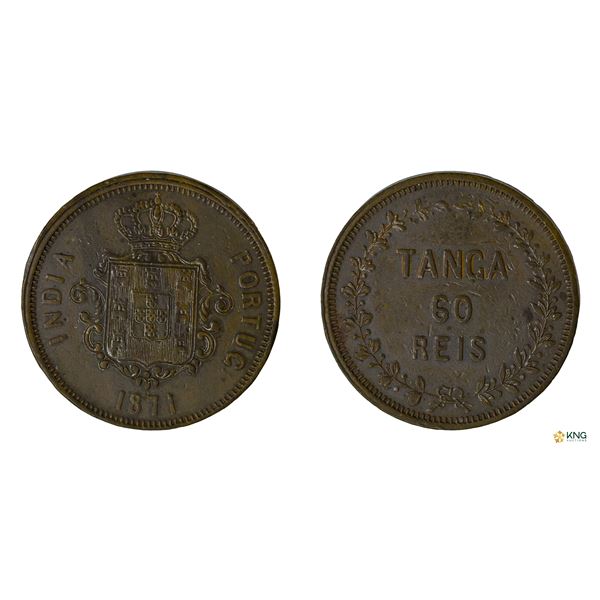 Portuguese India, Goa, Luiz I, Copper Tanga (60 Reis), 1871.