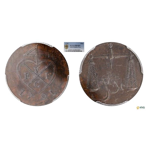 Bombay presidency, One Pice Proof Restrike, NGC PR64BN