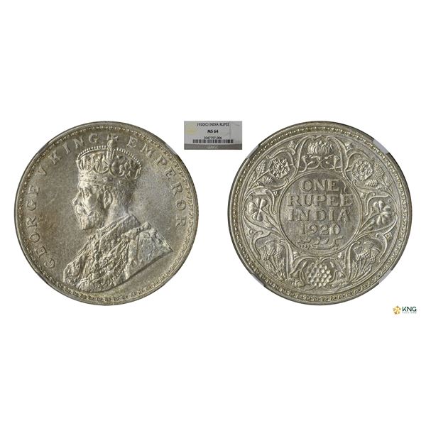 George V, Silver Rupee, 1920 (C), NGC MS64